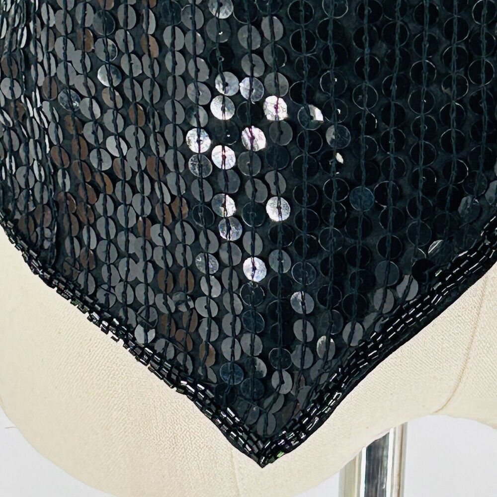 Nwt AJNY Black Elegant Formal Sequin Satin Vest Size M - Picture 3 of 8